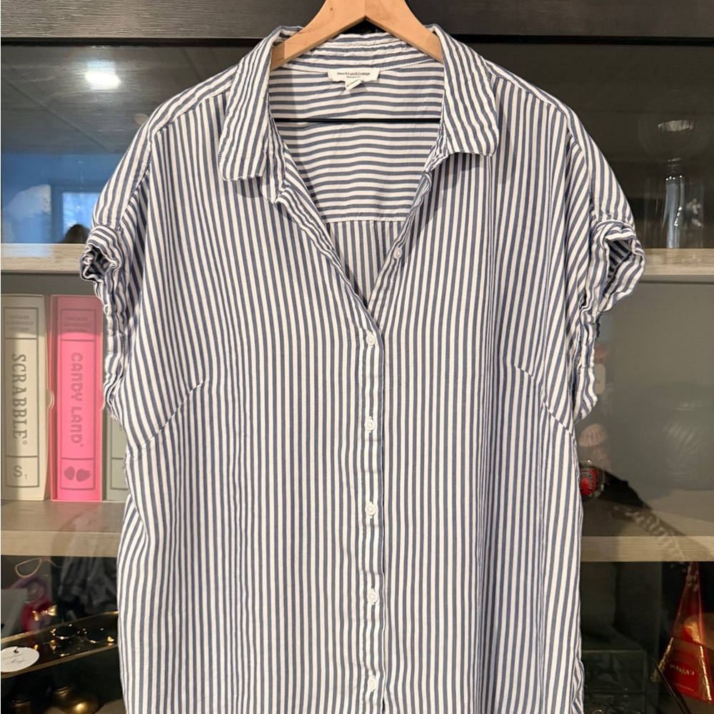 Beachlunchlounge Navy and White Striped Top